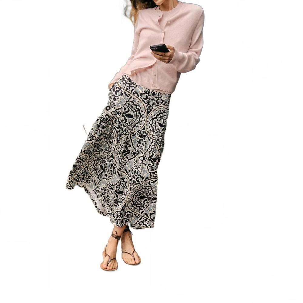 NEW CARTOLINA NANTUCKET flor medallion emma midi skirt in tidal pool